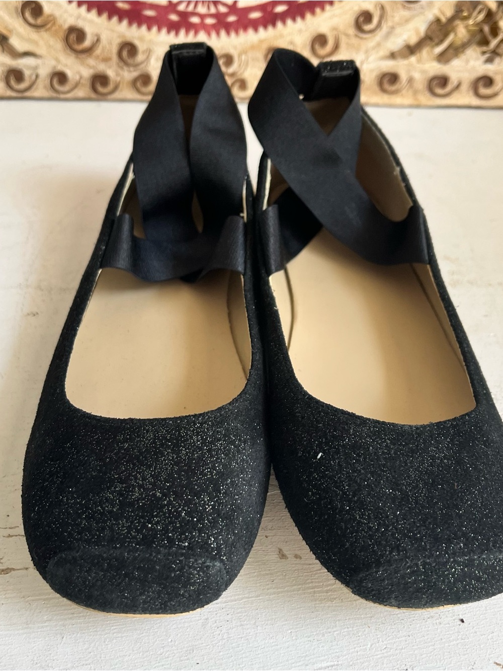 Janie and Jack girls black shimmer ballet flats ballerina 3 k